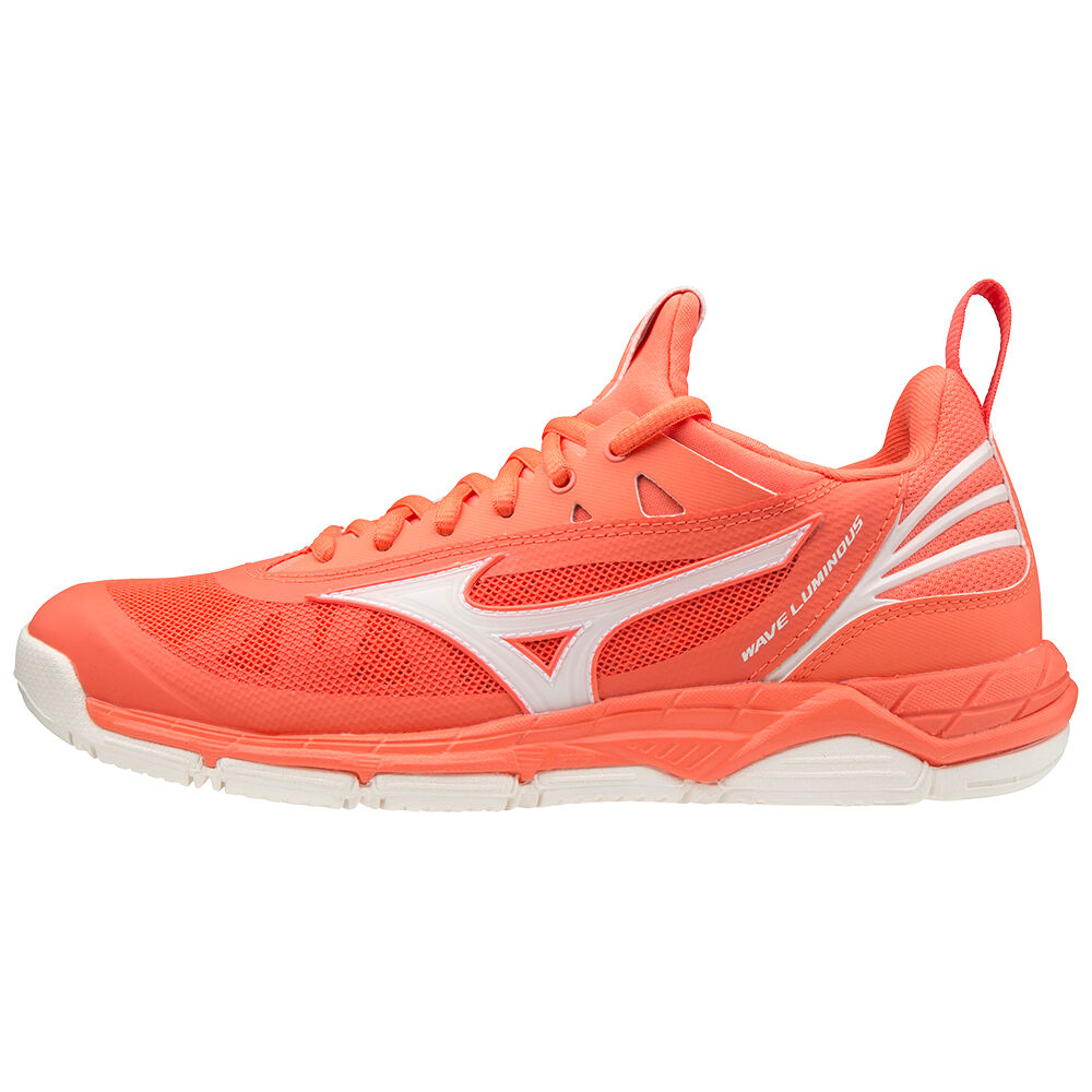 Zapatillas Voleibol Mizuno Wave Luminous Mujer Coral/Blancas España MCWF-09285